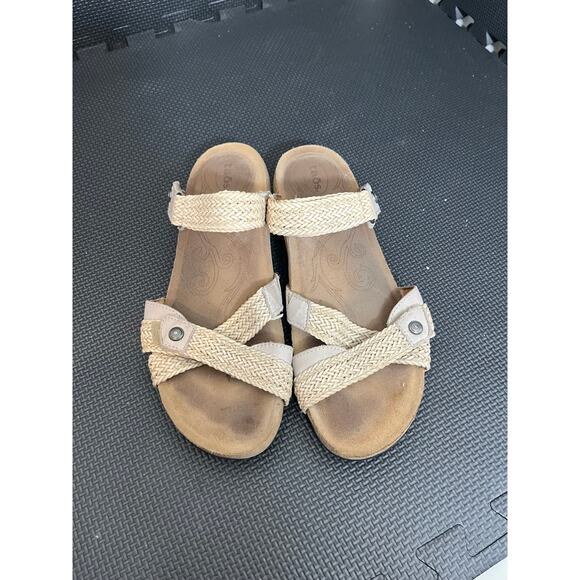 Taos Fabulous Lightweight Slide Cork Wedge Comfortable Carmel Sandals 9-9.5 - Picture 2 of 7